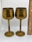 Pair of Tall Brass Etched Stems Made in India