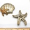 Large Silver, Gold & Copper Tone Shell & Starfish Pins/Sliders