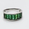 Sterling Silver Band with Brilliant Green Stones