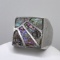 Sterling Silver Chunky Ring with Abalone Inlay