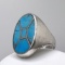 Vintage Sterling Silver Chunky Ring with Turquoise Inlay