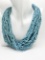 Turquoise Blue Multi Strand Seed Beaded Necklace