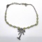 Green Beaded Anklet with Sterling Palm Tree Charm