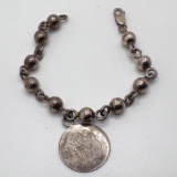 Sterling Sillver Bracelet with Monogrammed Charm