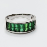 Sterling Silver Band with Brilliant Green Stones