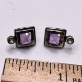 Sterling Silver Earrings with Purple Stones