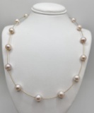 14K Gold Pearl Necklace Marked 