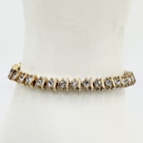 Gold Tone Bracelet with Clear Stones