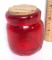 Red Glass Jar with Large Cork