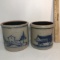 Lot of 2 Handmade Rowe Pottery Works Salt Glaze Crocks