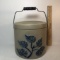 Large Stoneware Pail with Lid and Metal Handle