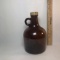 Vintage Brown Glass Jug with Metal Lid