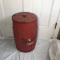 Vintage Hand Painted Wood Barrel with Metal Bands with Lid