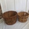 Lot of 2 Large Fruit Gathering Baskets with Metal Handles