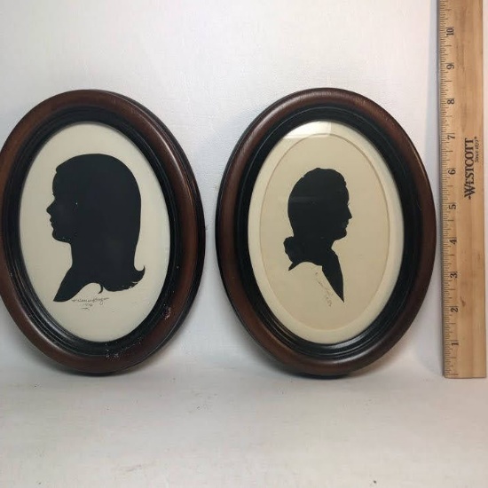 Lot of 2 Framed Cut Out Portraits