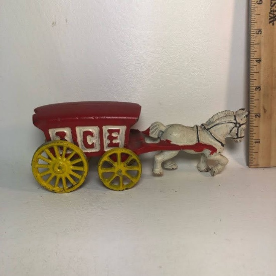 Cast Iron Ice Wagon and Horse Toy