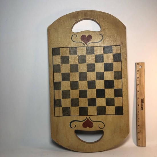 Large Wood Checkerboard Serving Tray
