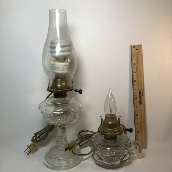 Lot of Crystal Oil Lamps turned into Electric Lamps