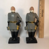 Pair of Heavy Painted Cast Iron General Lee Figures