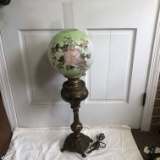 Beautiful Vintage Gone With The Wind Style Brass Hurricane Lamp