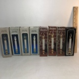 Lot of 8 Brass Battery Candle Lamps in Boxes