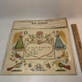 Vintage Watercolor Reproduction Early Pennsylvania Dutch Birth Certificate - New in package