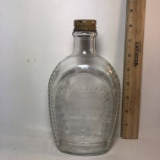 Vintage Log Cabin Syrup Liberty Bell Glass Bottle with Metal Lid