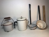 Lot of Metal Enameled Cooking/ Camping Items