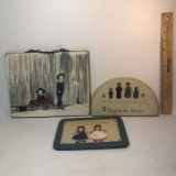 Lot of Rustic Hand Painted Wood Hanging Décor