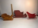 Lot of 3 Sleigh Decorations