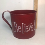 Metal “Believe” Mug Design Planter/ Pot