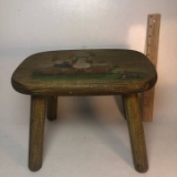 Small Pine Hand Painted Stool