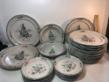 Lot of 31 Piece International Country Christmas China Plate and Bowl Set