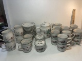 Lot of 41 Piece International Country Christmas China Coffee and Tea Set