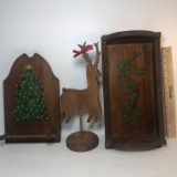 Lot of Stained Pine Christmas Decorative Items