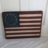 Primitive Wood Hand Painted 13 Star American Flag