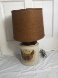 Vintage Stoneware Jug Turned Electric Lamp - Works