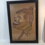 “Pig” Caricature Drawing in Wood Frame with Glass