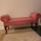 Queen Anne Style Roll Top Pink Upholstered Bench