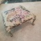 Vintage Tapestry Seat, Metal Cabriole Leg Footstool