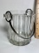 Heavy Glass Ice Bucket with Silver Plated Handle