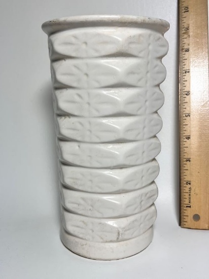 Tall USA Pottery White Vase