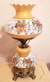 Beautiful Vintage GWTW Style Lamp With Milk Glass Shades