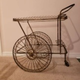 Gorgeous Wrought Iron Large Wheel Tea Cart