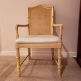 Rattan Arm Chair with White Vinyl Covered Seat