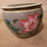 Vintage Asian Style Ceramic Fish Bowl Planter