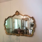 Large Wall Mirror with Gilt Ornate Molded Resin Frame
