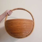 Vintage Bamboo and Rattan Planter Basket
