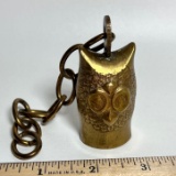 Small Brass Owl Bell with Chain