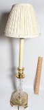 Brass Candlestick Lamp with Pressed Glass Bottom